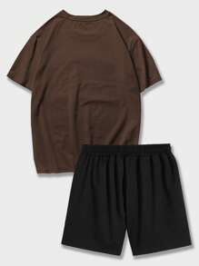 ROMWE MEN Street Life Áo thun nam họa tiết nấm và quần short cạp rút, đi học - Nhiều màu - Xem 2