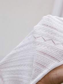 SHEIN Essnce Chất rắn Nút phía trước Áo len Mở - trắng - Xem 7