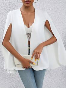 SHEIN Privé Blazer de manga capa con parte delantera abierta - Blanco - Ver 1
