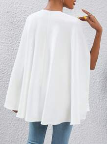SHEIN Privé Blazer de manga capa con parte delantera abierta - Blanco - Ver 2