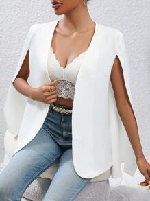 SHEIN Privé Blazer de manga capa con parte delantera abierta - Blanco - Ver 5