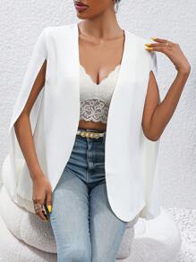 SHEIN Privé Blazer de manga capa con parte delantera abierta - Blanco - Ver 7