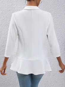 Chiquease 青果領抽褶袖荷葉邊西裝外套 - 白色 - 查看 2