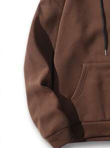 Manfinity EMRG 休閒 街頭抽繩 口袋卡通 字母 標語男士運動衫 - 棕色 - 查看 6