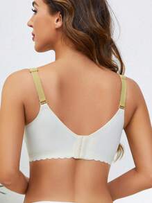 孕婦蕾絲邊母乳胸罩內衣 - 杏色 - 查看 2