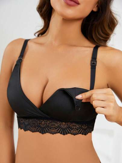 SHEIN 孕婦蕾絲邊哺乳胸罩內衣