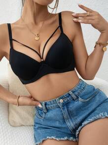 Solid Underwire Bra - Black - View 1