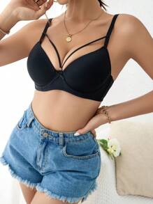 Solid Underwire Bra - Black - View 3