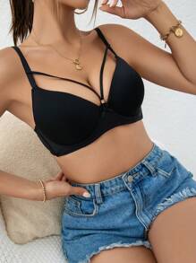 Solid Underwire Bra - Black - View 6