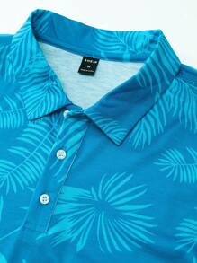 Manfinity Nam Bản in nhiệt đới Áo polo - Màu xanh lam - Xem 3