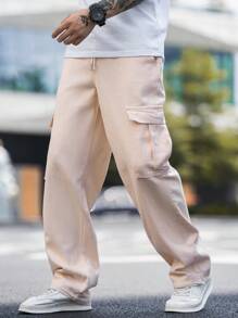 Manfinity EMRG Men Flap Pocket Side Cargo Pants - Khaki - View 1