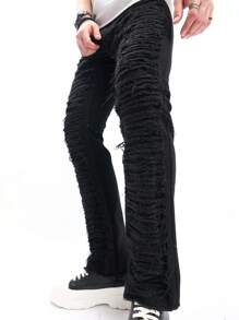 Manfinity Roghcode Blugi rupti pentru bărbați cu picioare drepte