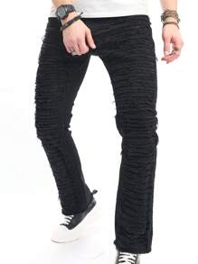 Manfinity Roghcode Blugi rupti pentru bărbați cu picioare drepte