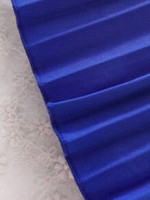 女嬰褶邊荷葉袖百褶下擺繫腰帶連衣裙 - 寶藍色 - 查看 8