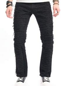 Manfinity Roghcode Blugi rupti pentru bărbați cu picioare drepte