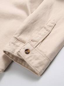 Manfinity Homme Men Flap Pocket Denim Shirt Without Tee - Khaki - View 6