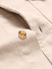 Manfinity Homme Men Flap Pocket Denim Shirt Without Tee - Khaki - View 7