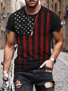 Manfinity LEGND Men American Flag Print Tee - Black - View 1
