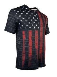 Manfinity LEGND Men American Flag Print Tee - Black - View 5