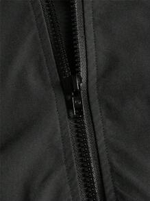 Manfinity VCAY 男士字母圖案拼色拉鍊寬鬆夾克 - 黑色 - 查看 4