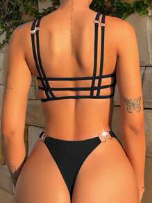 Swim Vcay 環鏈比基尼泳裝 - 黑色 - 查看 1