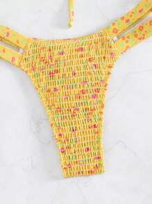 Swim Mod Summer Beach Ditsy Floral Smocked Bandeau Bikini Set