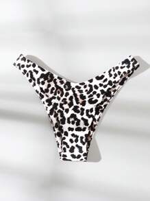 SHEIN Swim Summer Beach Leopard High Cut Bikini Panty - Black and White - View 3