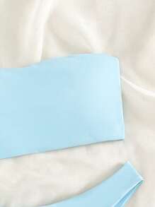 SHEIN Swim Conjunto de bikini bandeau liso para playas de verano