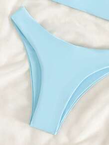 SHEIN Swim Conjunto de bikini bandeau liso para playas de verano