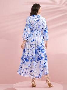 Seusyu 滿版印花燈籠袖高低下擺連衣裙 - 彩色 - 查看 2