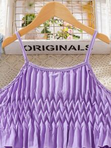 SHEIN Tween Girls' Casual Irregular Ruched Hem Cami Dress - Lilac Purple - View 4