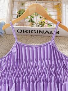 SHEIN Tween Girls' Casual Irregular Ruched Hem Cami Dress - Lilac Purple - View 5