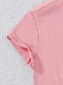 SHEIN Tween Girl Slogan Graphic Tee - Pink - View 4