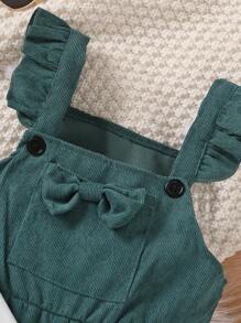 SHEIN 女小童愛心圖案T恤&荷葉邊前蝴蝶結背帶連身褲