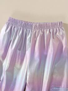 SHEIN 女大童人物和標語圖案T恤&鐳射長褲 - 彩色 - 查看 5