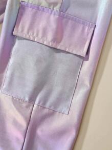 SHEIN 女大童人物和標語圖案T恤&鐳射長褲 - 彩色 - 查看 7