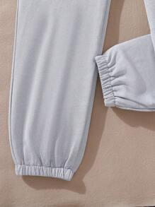 Teen Girl Bear & Slogan Graphic Sweatpants - Light Grey - View 4