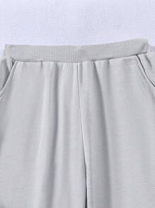 Teen Girl Bear & Slogan Graphic Sweatpants - Light Grey - View 5