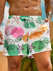 Surfspeed 男士貝殼圖案腰部抽繩泳褲 - 彩色 - 查看 7