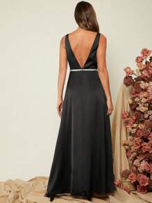 SHEIN Belle Cổ Lao Xa ten Ăn mặc trang trọng - màu đen - Xem 3