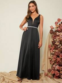 SHEIN Belle Cổ Lao Xa ten Ăn mặc trang trọng - màu đen - Xem 4