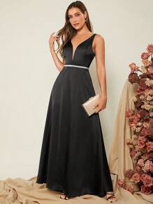 SHEIN Belle Cổ Lao Xa ten Ăn mặc trang trọng - màu đen - Xem 6