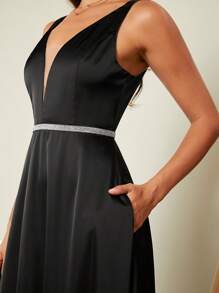 SHEIN Belle Cổ Lao Xa ten Ăn mặc trang trọng - màu đen - Xem 7