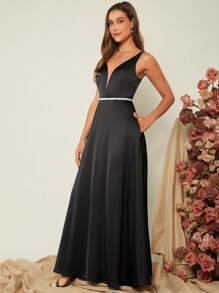 SHEIN Belle Cổ Lao Xa ten Ăn mặc trang trọng - màu đen - Xem 8