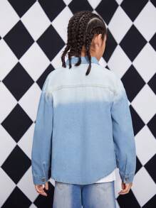 Adolescent Garçon Chemise En Jean Poche À Rabat