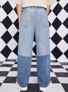 Cậu bé Tween Hai âm quần ống rộng Quần jean - Rửa nhẹ - Xem 2