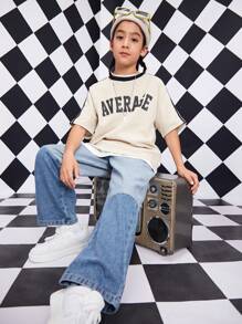 Cậu bé Tween Hai âm quần ống rộng Quần jean - Rửa nhẹ - Xem 3