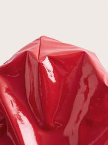 SHEIN ICON Plus PU Leather Tube Top - Red - View 3