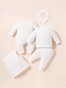 女嬰卡通圖案連身背心和運動褲&連身褲&夾克&圍兜 - 白色 - 查看 2