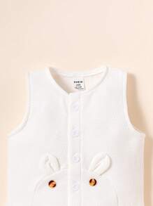 女嬰卡通圖案連身背心和運動褲&連身褲&夾克&圍兜 - 白色 - 查看 5